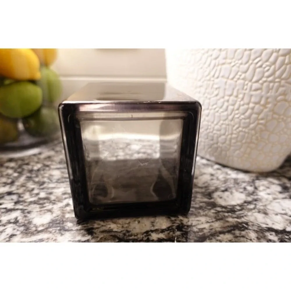 Luv Imports Smoked Black Glass Square Vase 5x4 Modern‎ Minimalist Decor